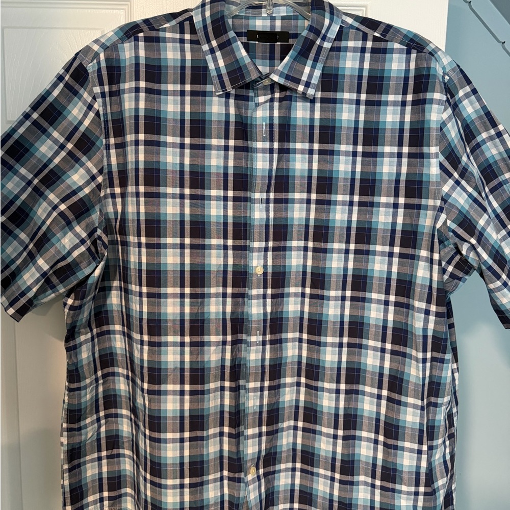 Claiborne Men's Blue and White Checkered Shirt - Picture 2 of 5